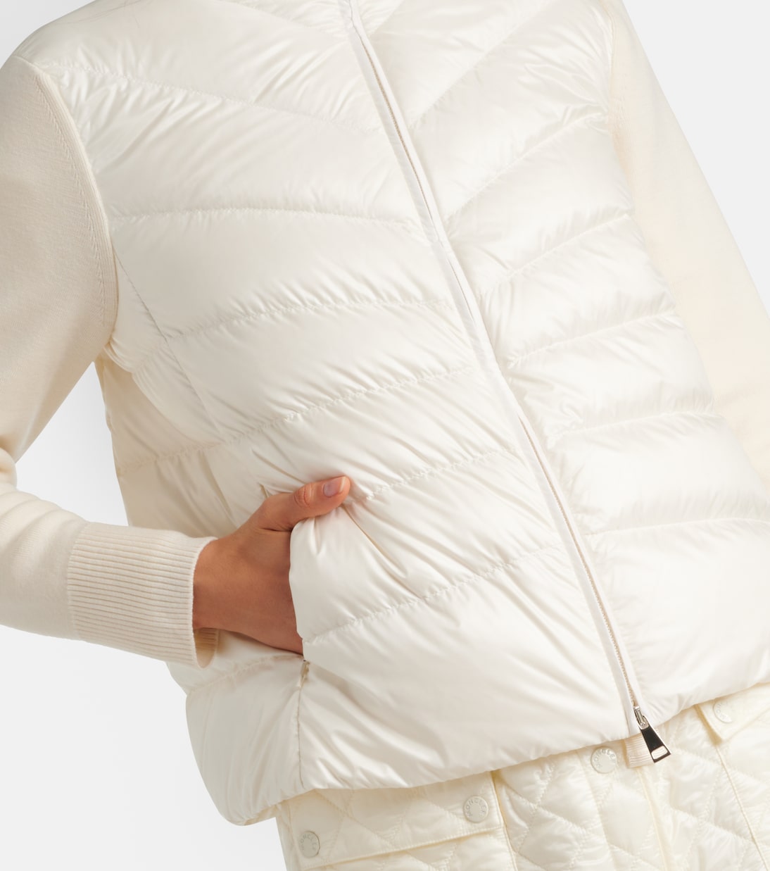 Chaqueta de Lana Virgen con Paneles de Plumas Moncler para Jóvenes