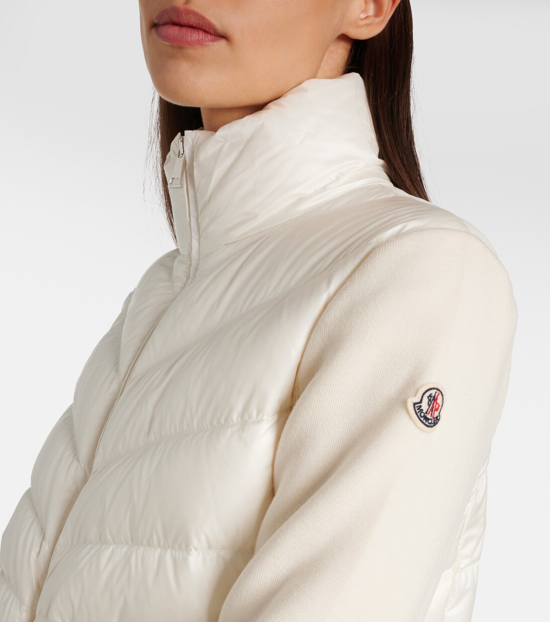 Chaqueta de Lana Virgen con Paneles de Plumas Moncler para Jóvenes