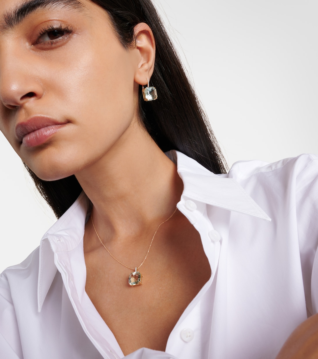 Collier en or 14 ct, amethyste verte et diamants | Mateo
