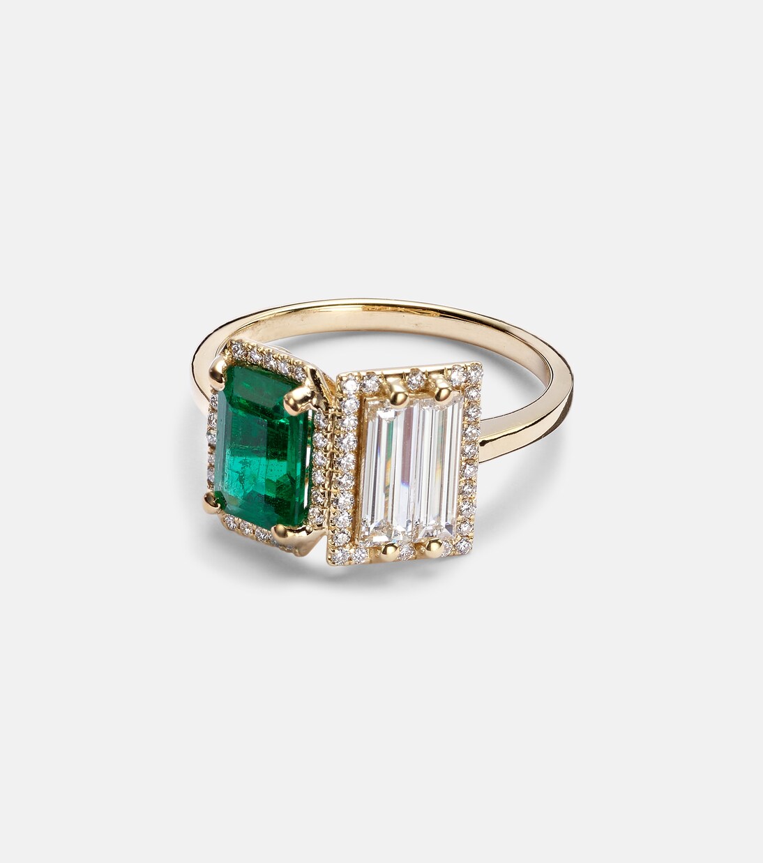 Bague en or 18 ct, diamants et émeraudes | Suzanne Kalan