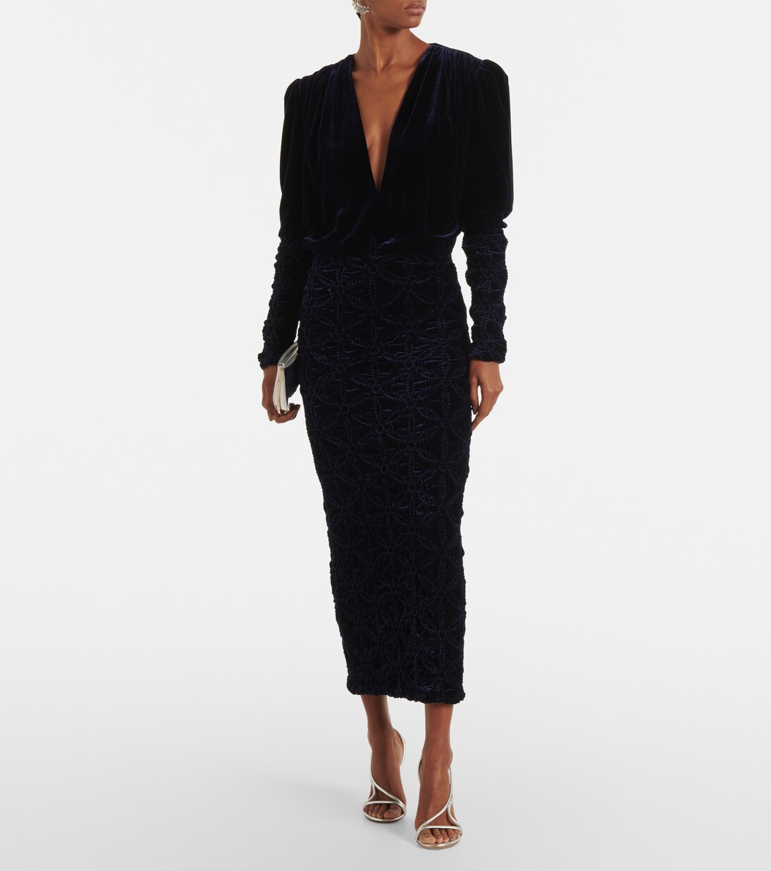 Robe longue Anglette en velours | Costarellos