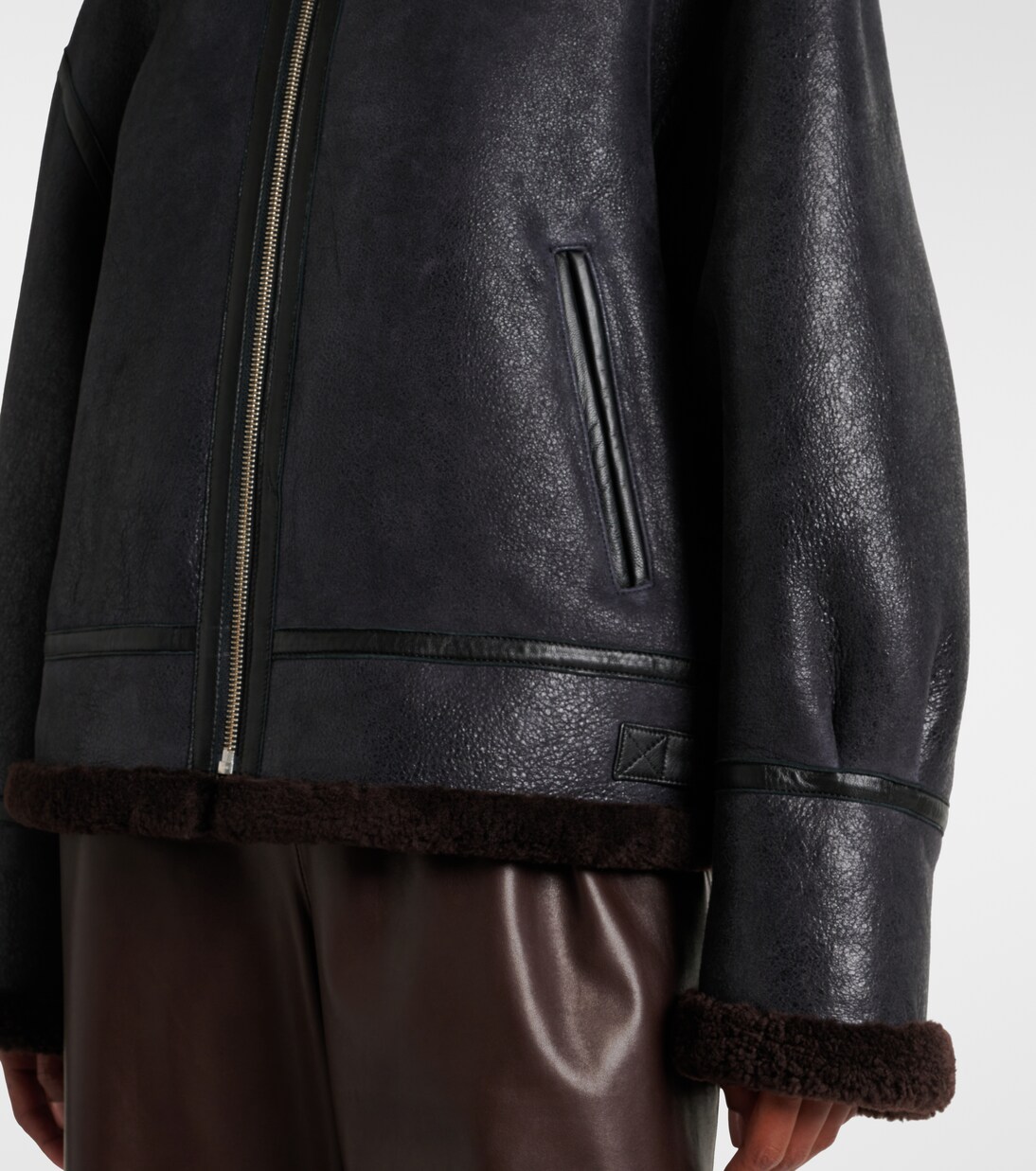 Giacca Portia in pelle con shearling | Nour Hammour