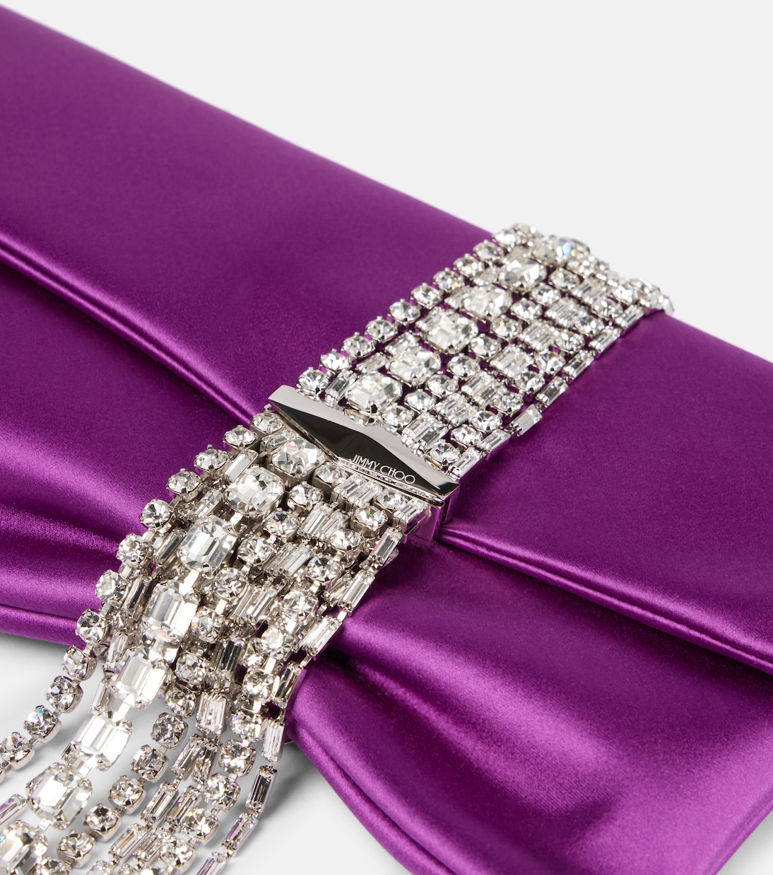 Clutch Zandra in raso con cristalli | Jimmy Choo