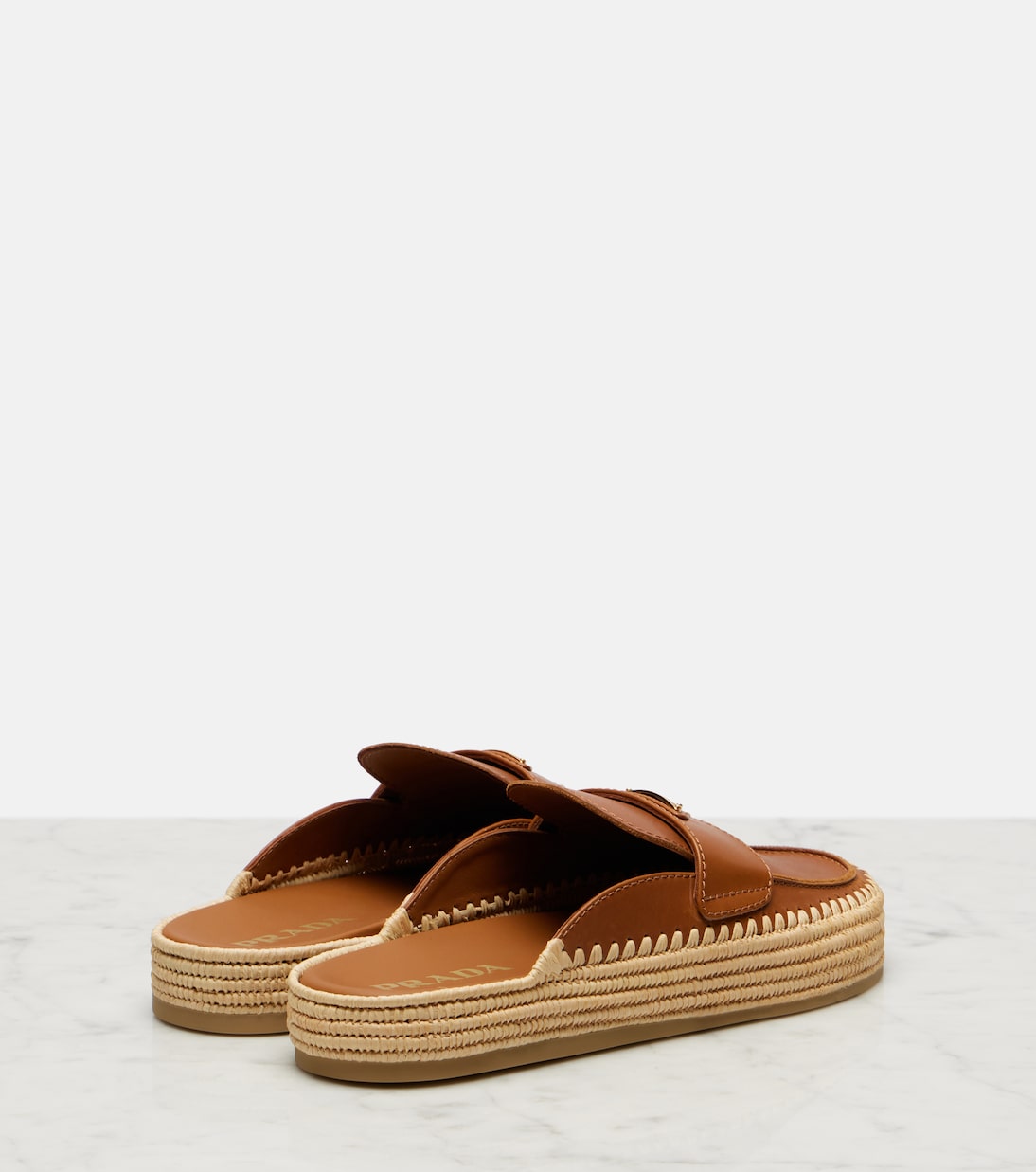 Leather espadrille mules | Prada