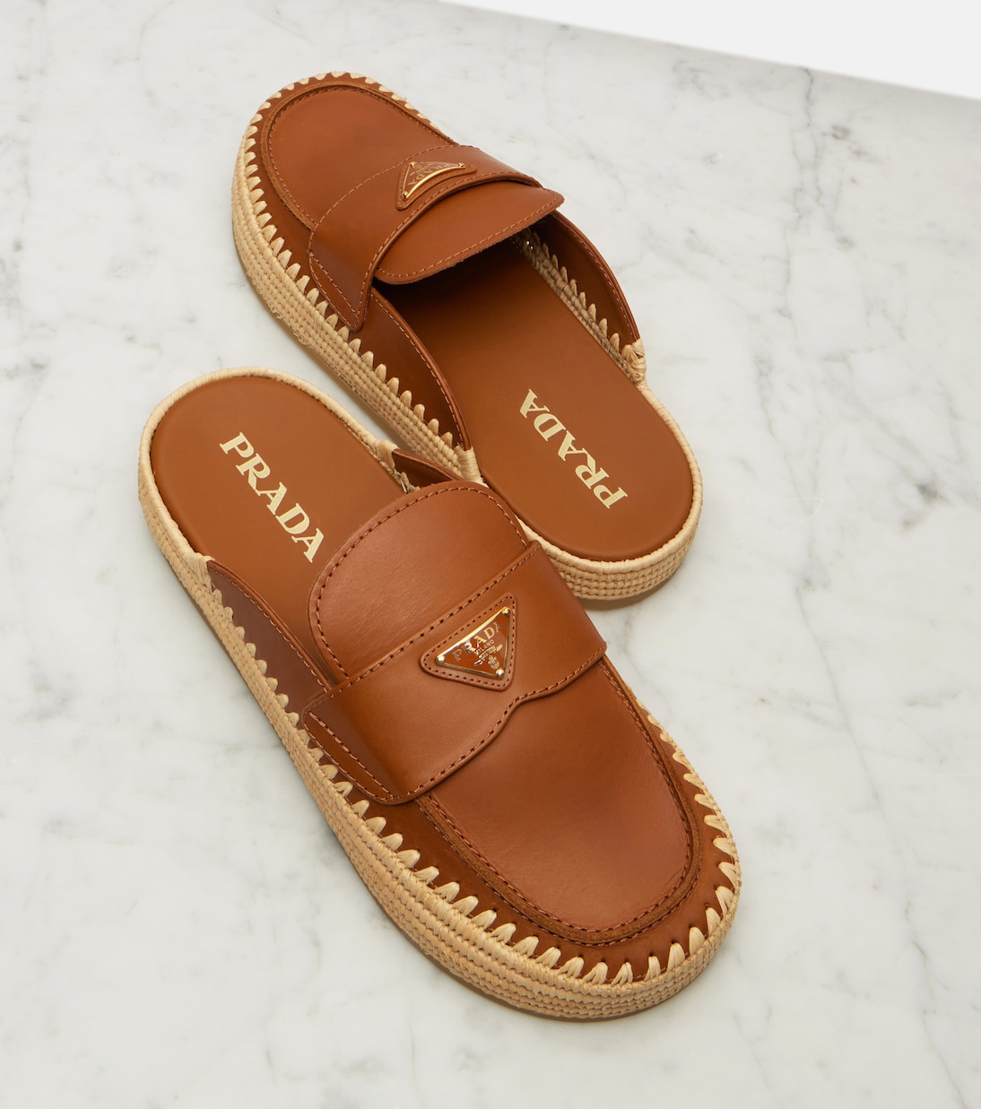 Leather espadrille mules | Prada