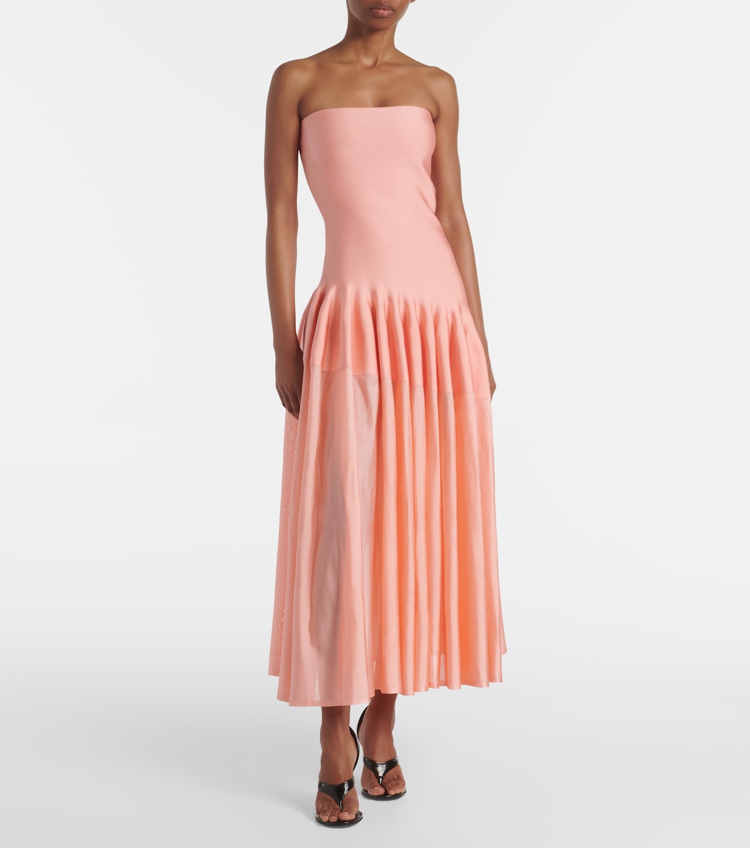 Pleated strapless maxi dress | Alaïa