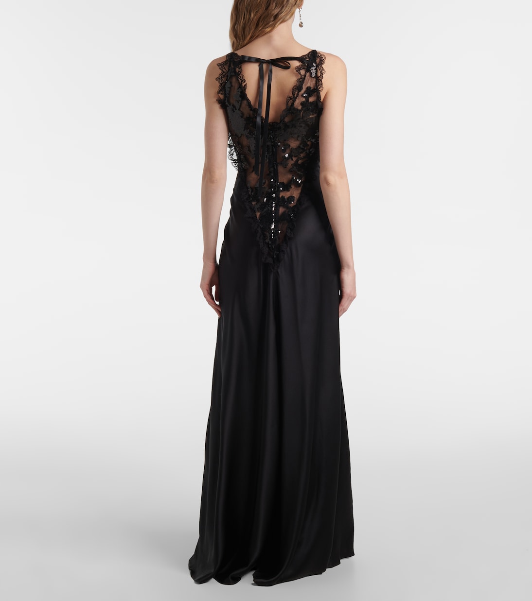 Sequined lace-trimmed satin gown | Rodarte