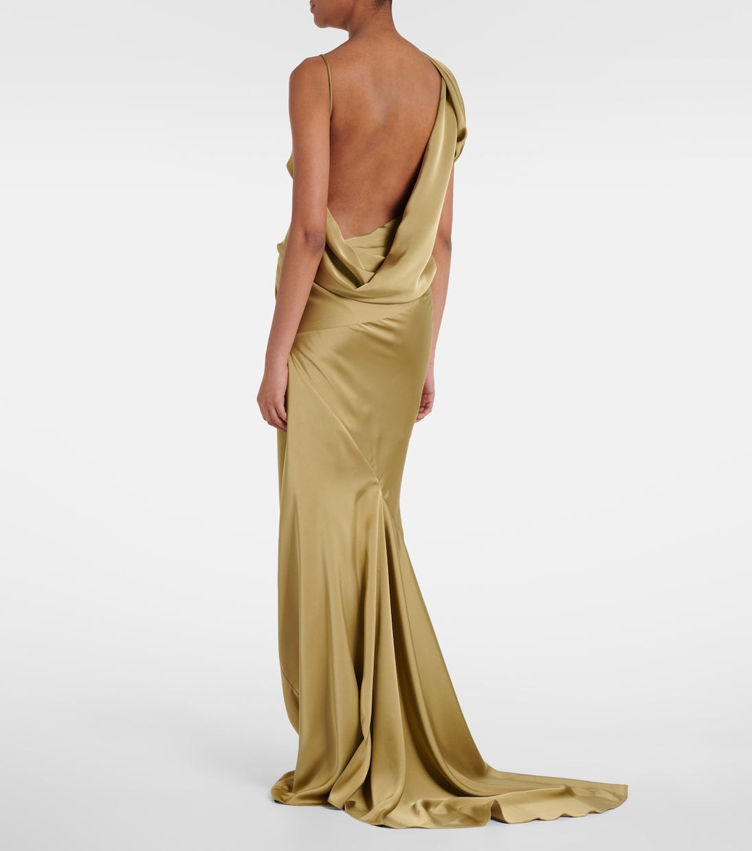 Draped one-shoulder lamé gown | Entire Studios
