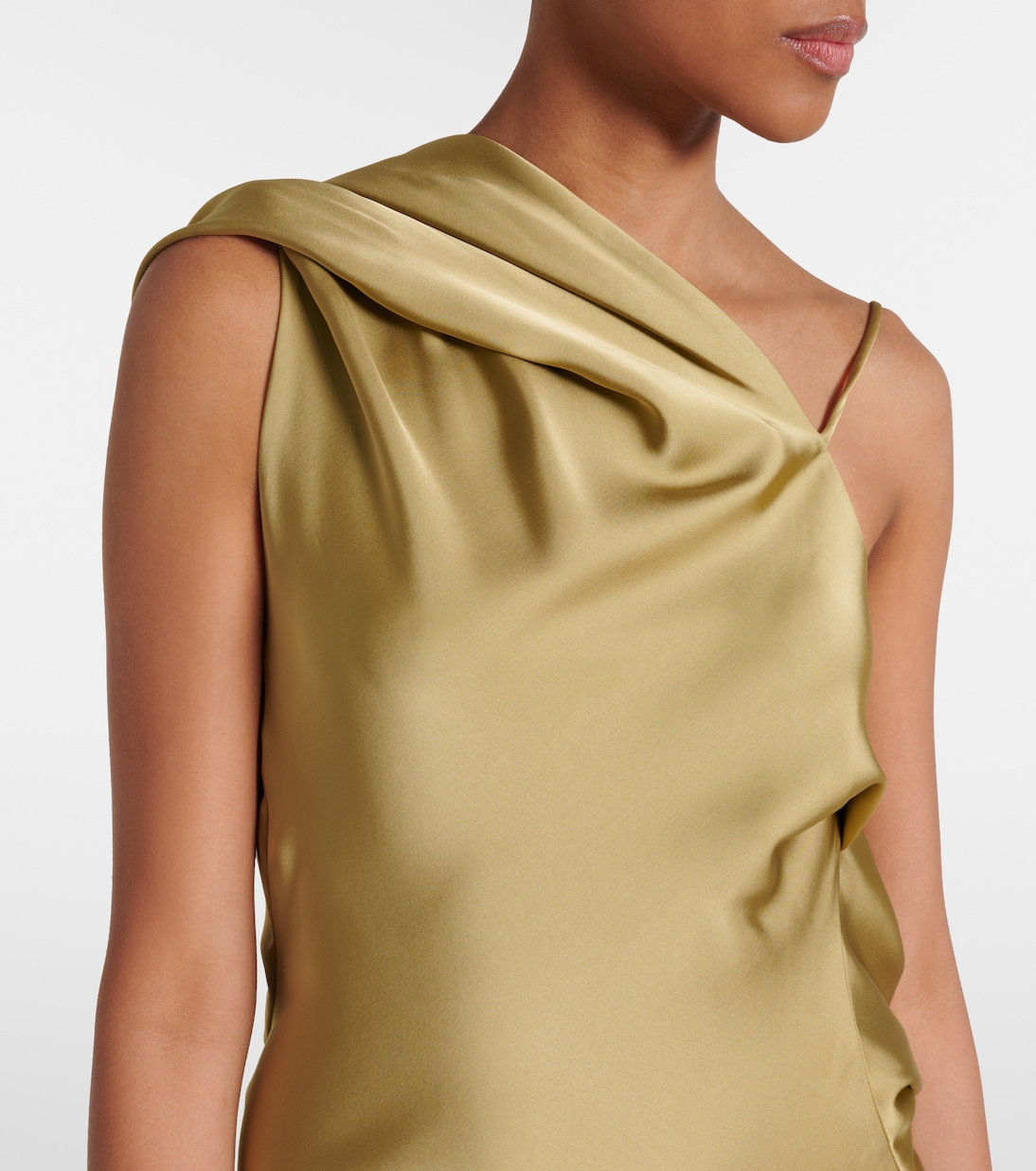 Draped one-shoulder lamé gown | Entire Studios