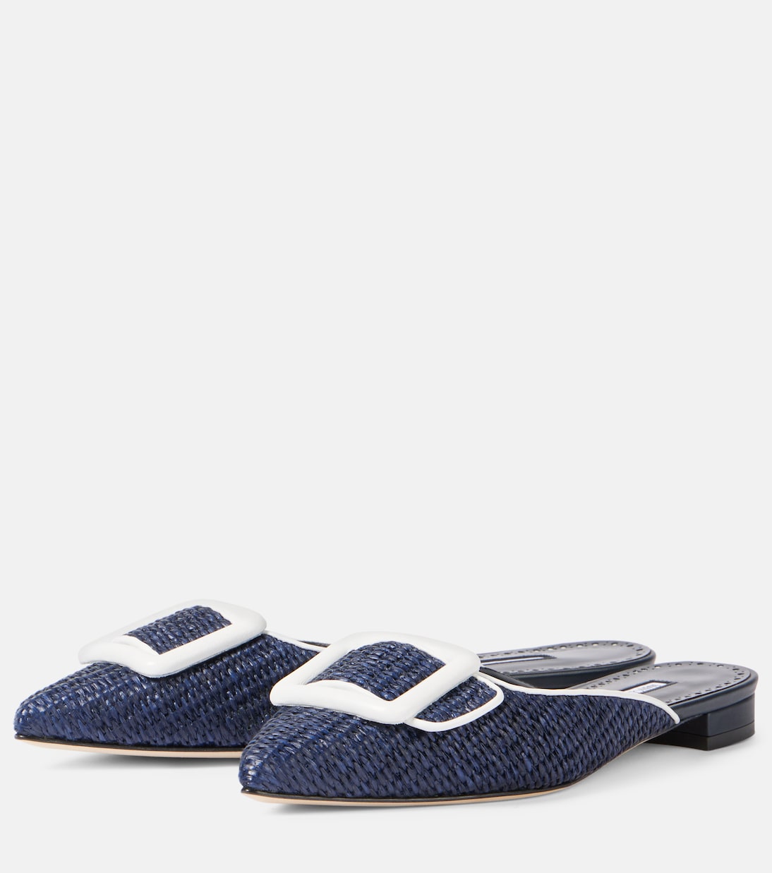 Mules Maysale en raphia et cuir | Manolo Blahnik