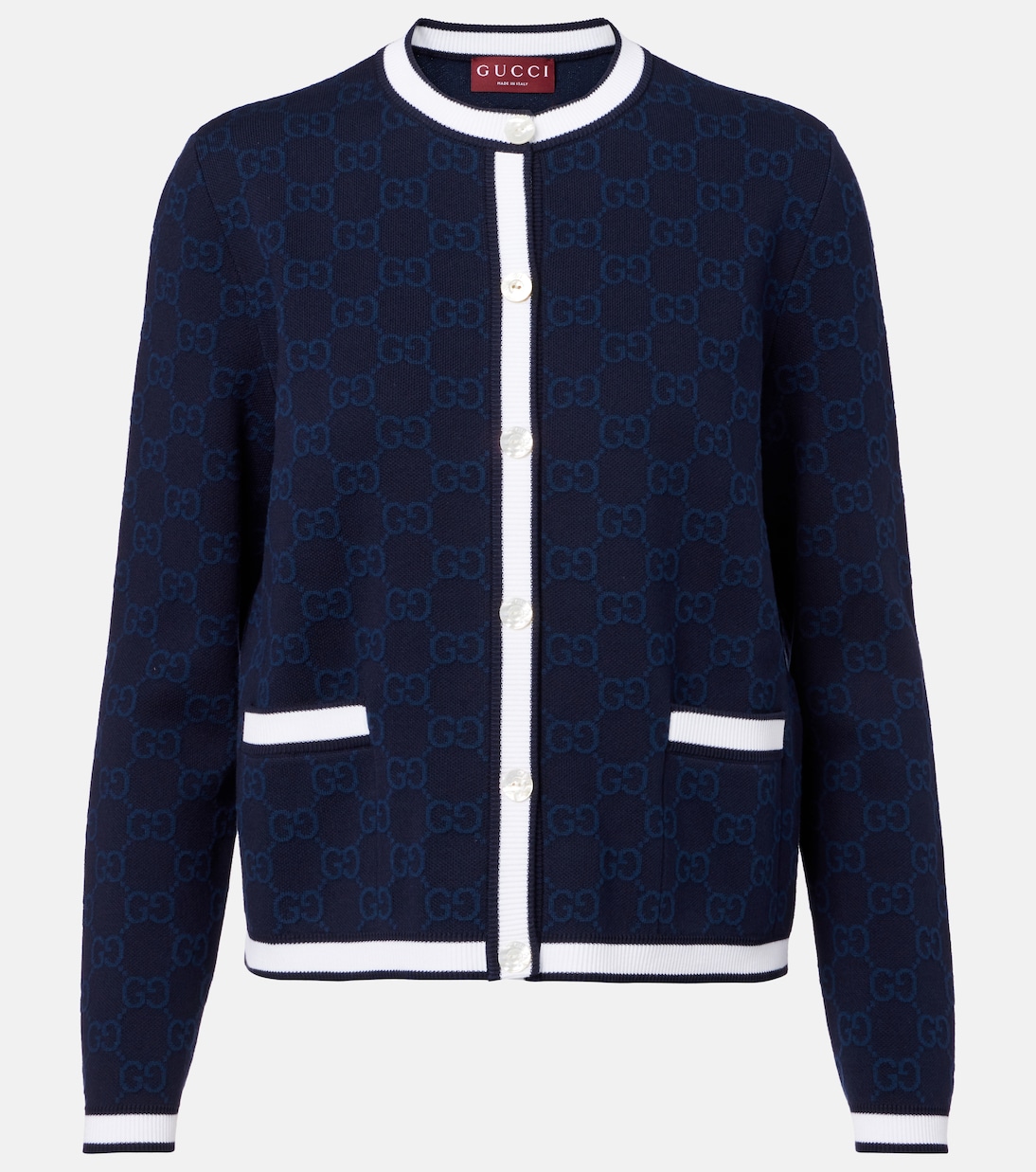 Cárdigan de algodón con GG en intarsia | Gucci