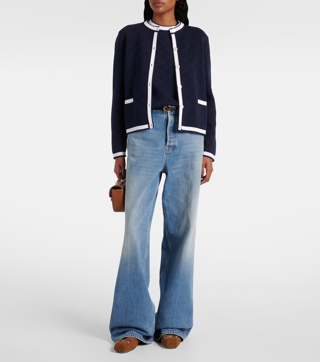 Cárdigan de algodón con GG en intarsia | Gucci