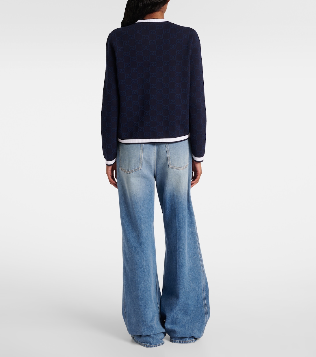 Cárdigan de algodón con GG en intarsia | Gucci