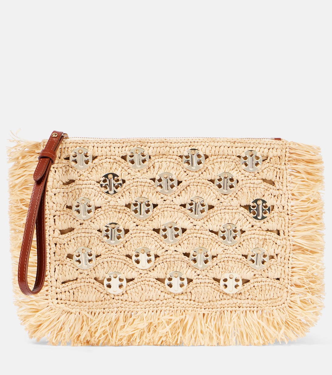 Pochette en raphia à ornements | Rabanne