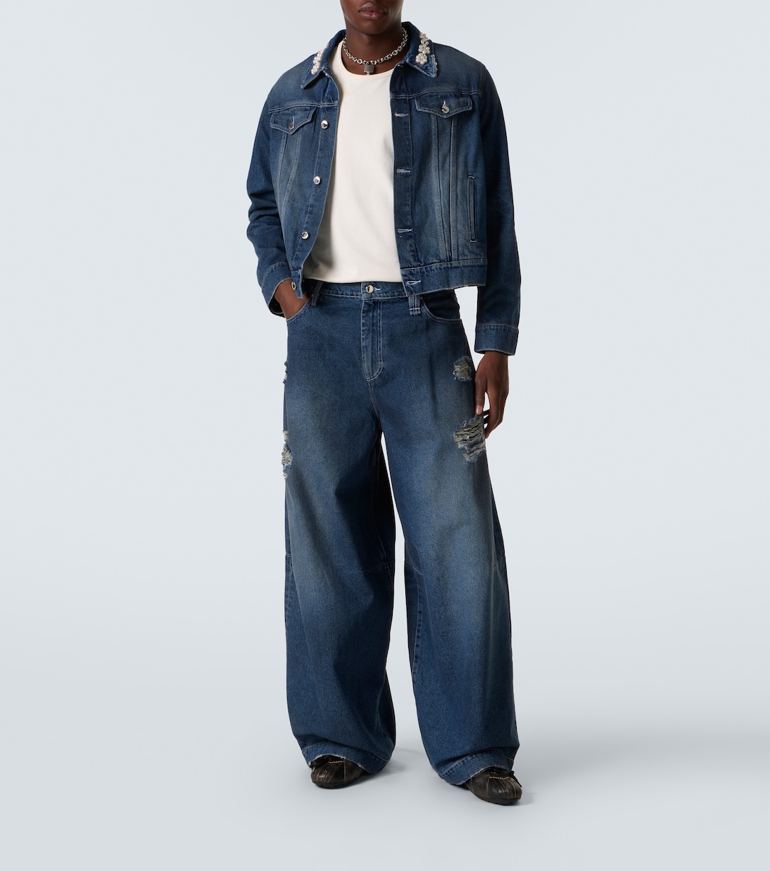 Embellished cropped denim jacket | Simone Rocha