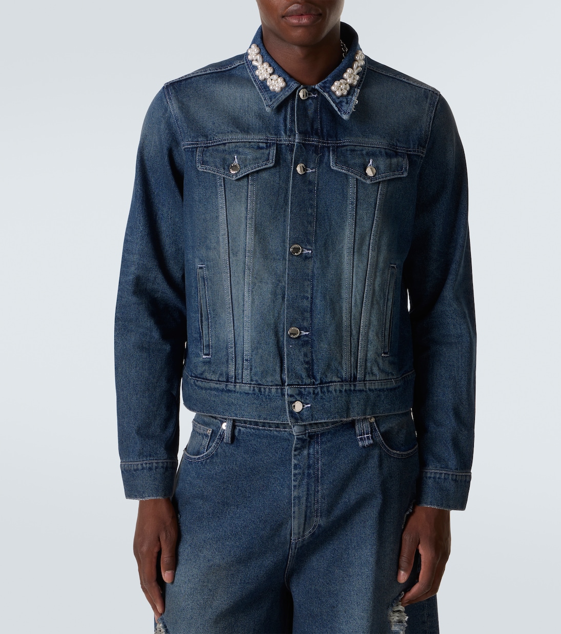 Embellished cropped denim jacket | Simone Rocha