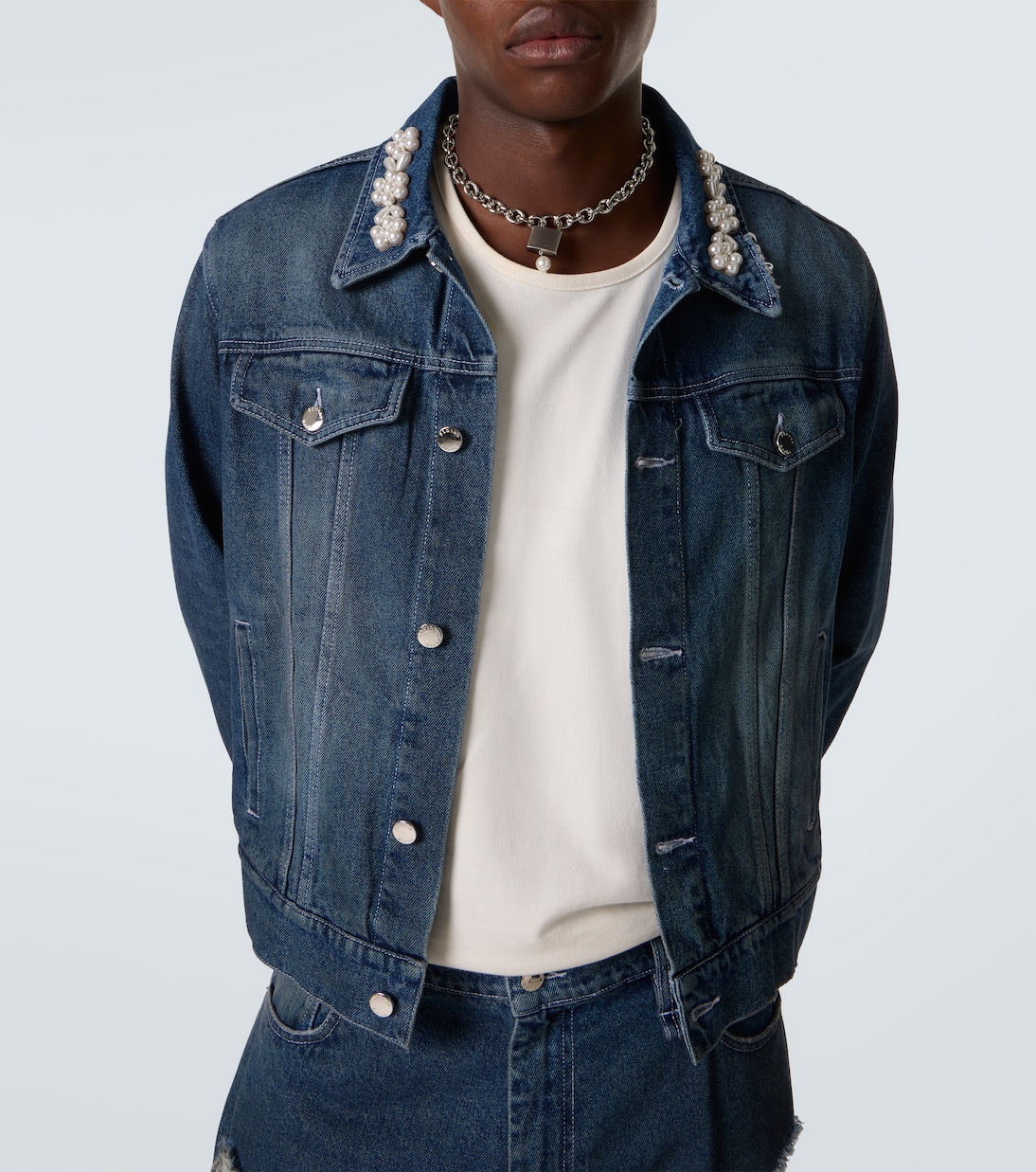 Embellished cropped denim jacket | Simone Rocha