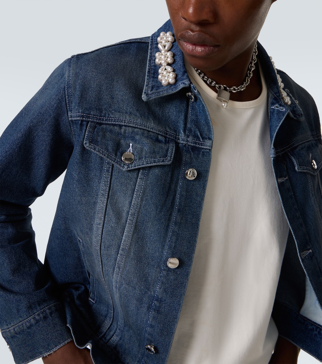 Embellished cropped denim jacket | Simone Rocha