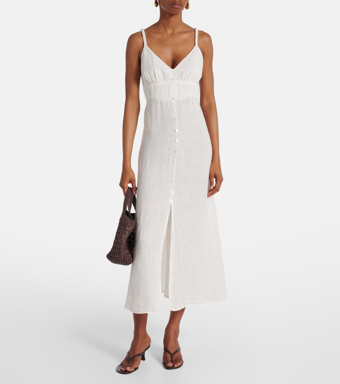 Vestido midi Janet de lino | Velvet
