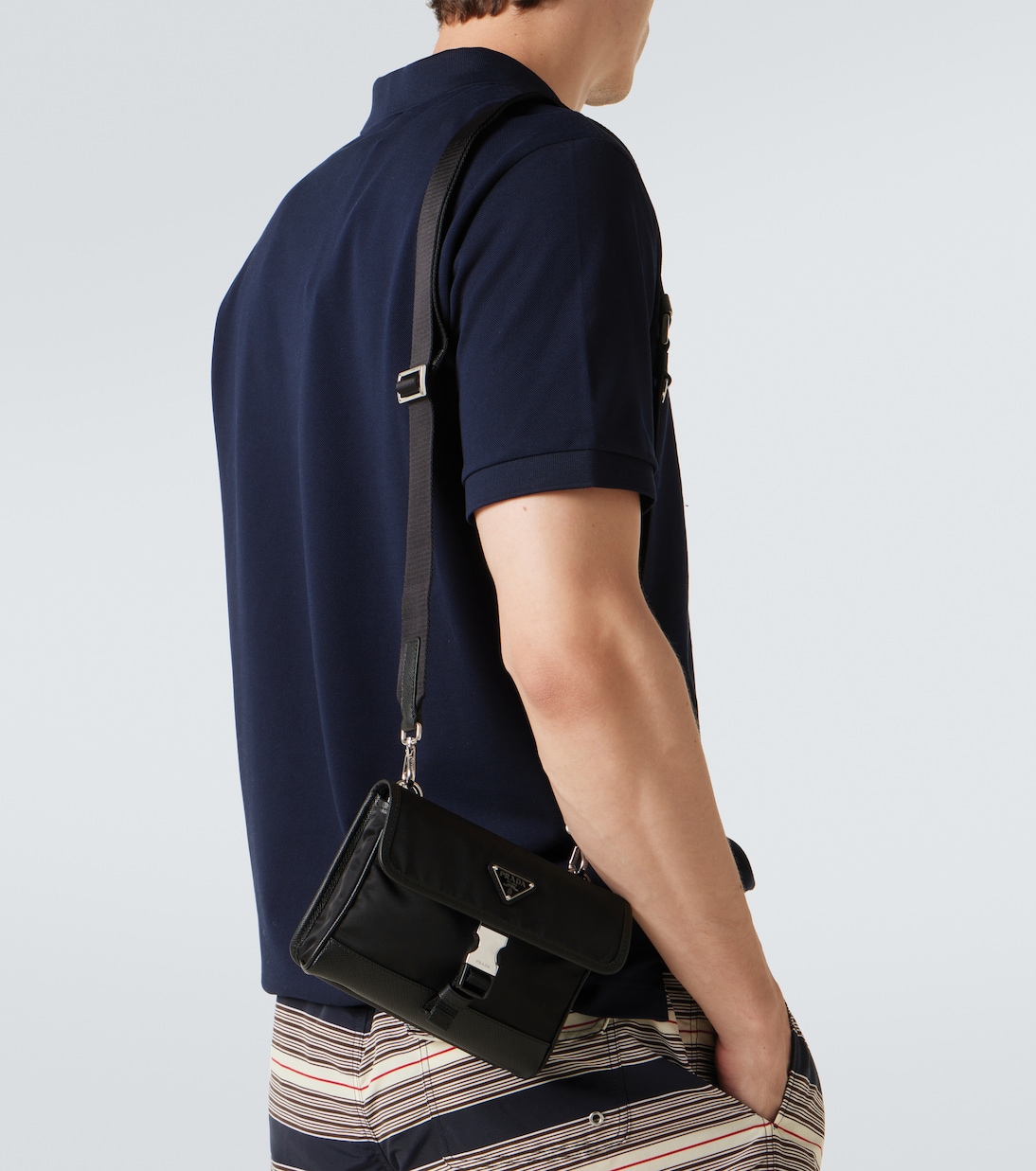 Schultertasche aus Re-Nylon mit Leder | Prada