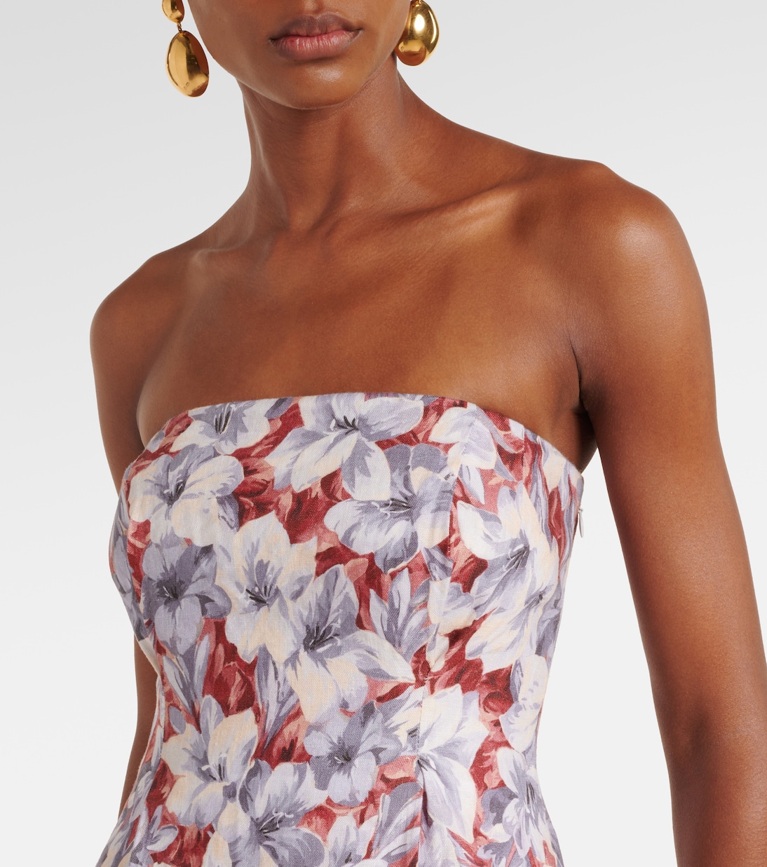 Robe longue Rosalie en lin à fleurs | Posse