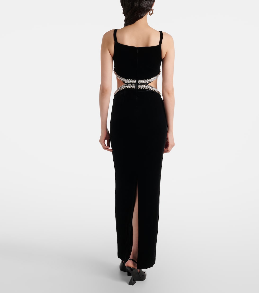 Verziertes Maxikleid aus Samt | Self-Portrait