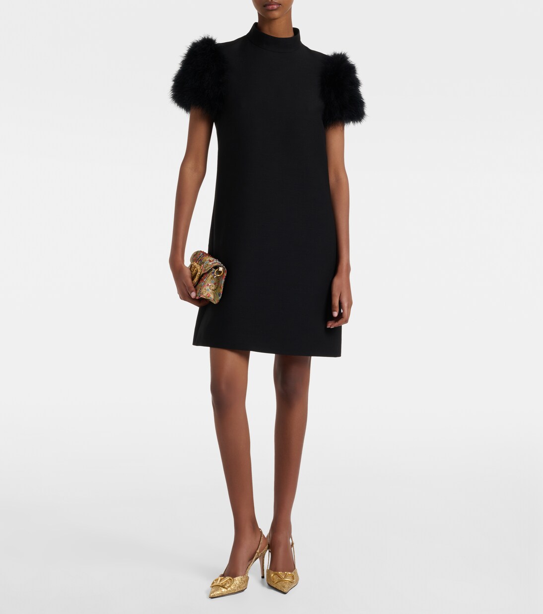 Crepe Couture feather-trimmed minidress | Valentino