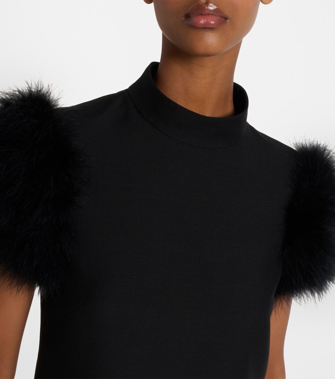 Crepe Couture feather-trimmed minidress | Valentino