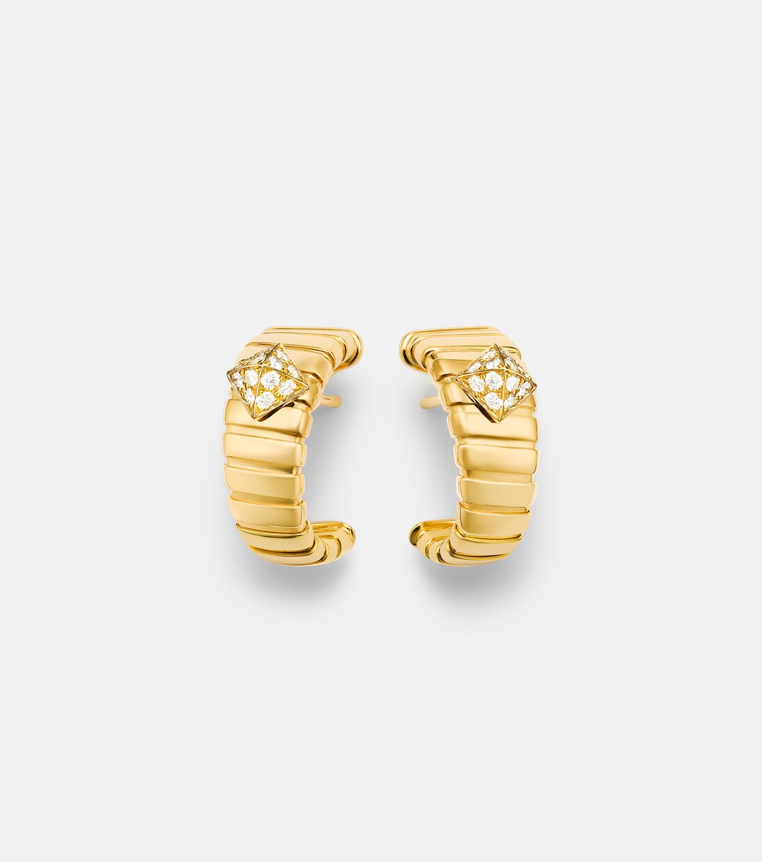 Bvlgari Tubogas 18kt gold earrings with diamonds | Bvlgari