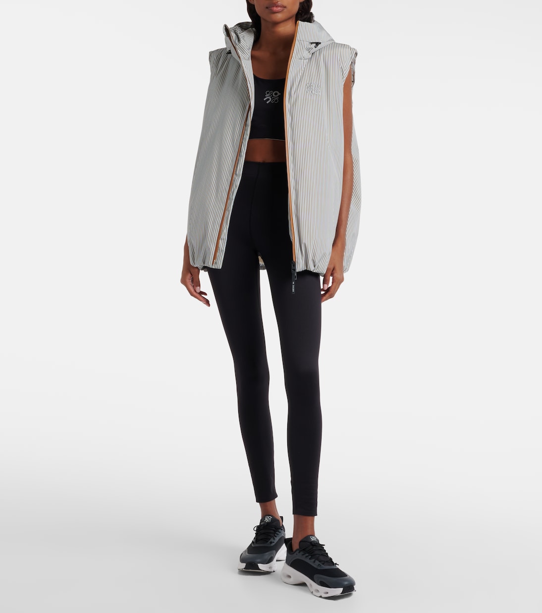 x On hooded striped puffer vest | Loewe