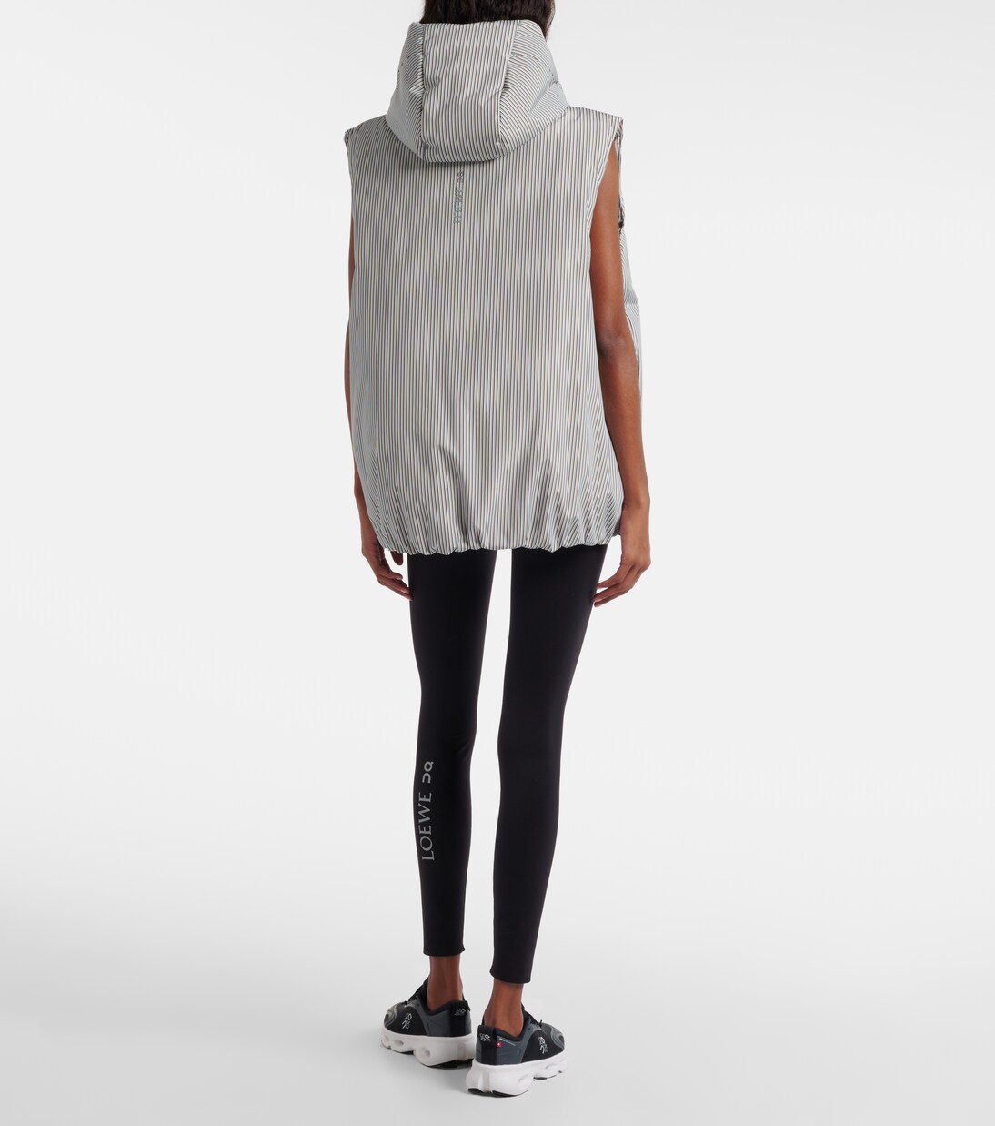 x On hooded striped puffer vest | Loewe