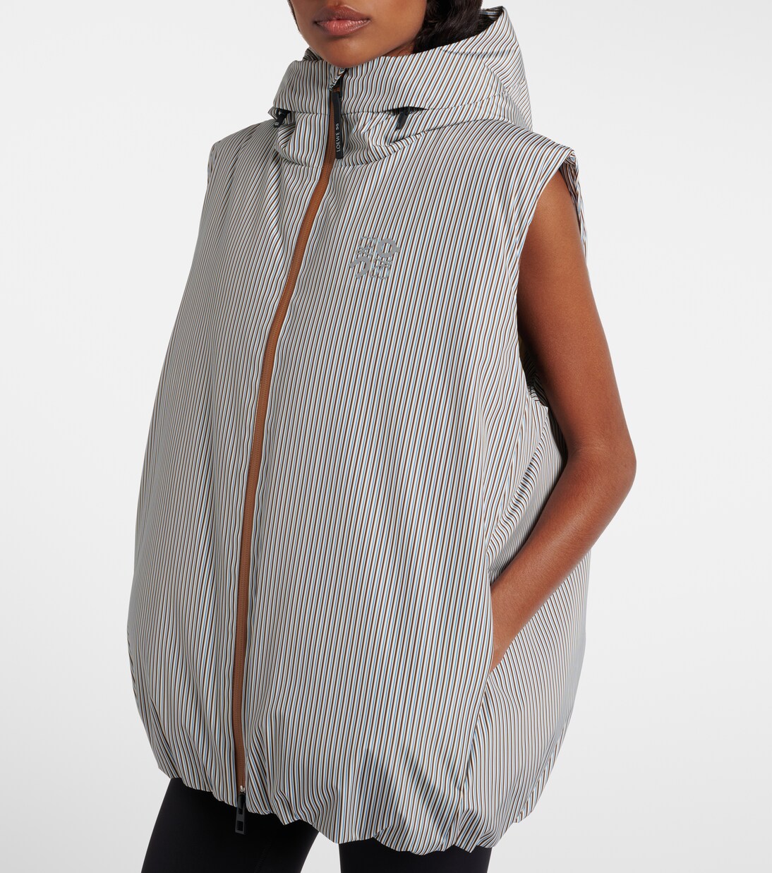 x On hooded striped puffer vest | Loewe