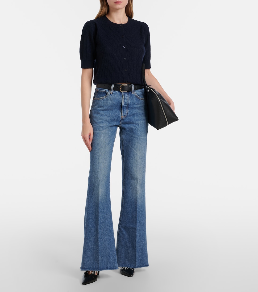 Ladder pointelle cashmere cardigan | Frame