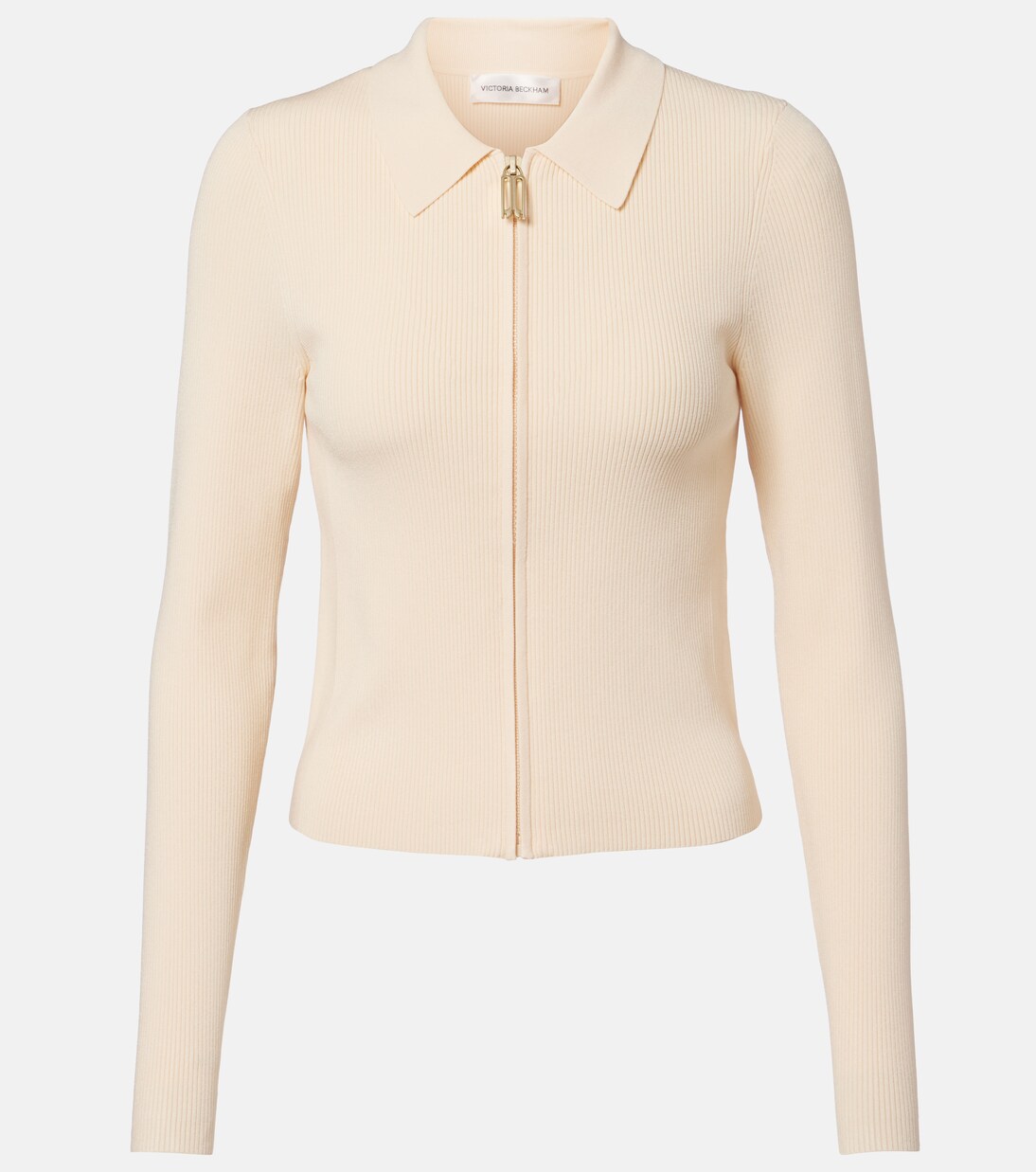 Mila ribbed-knit zip-up top | Victoria Beckham