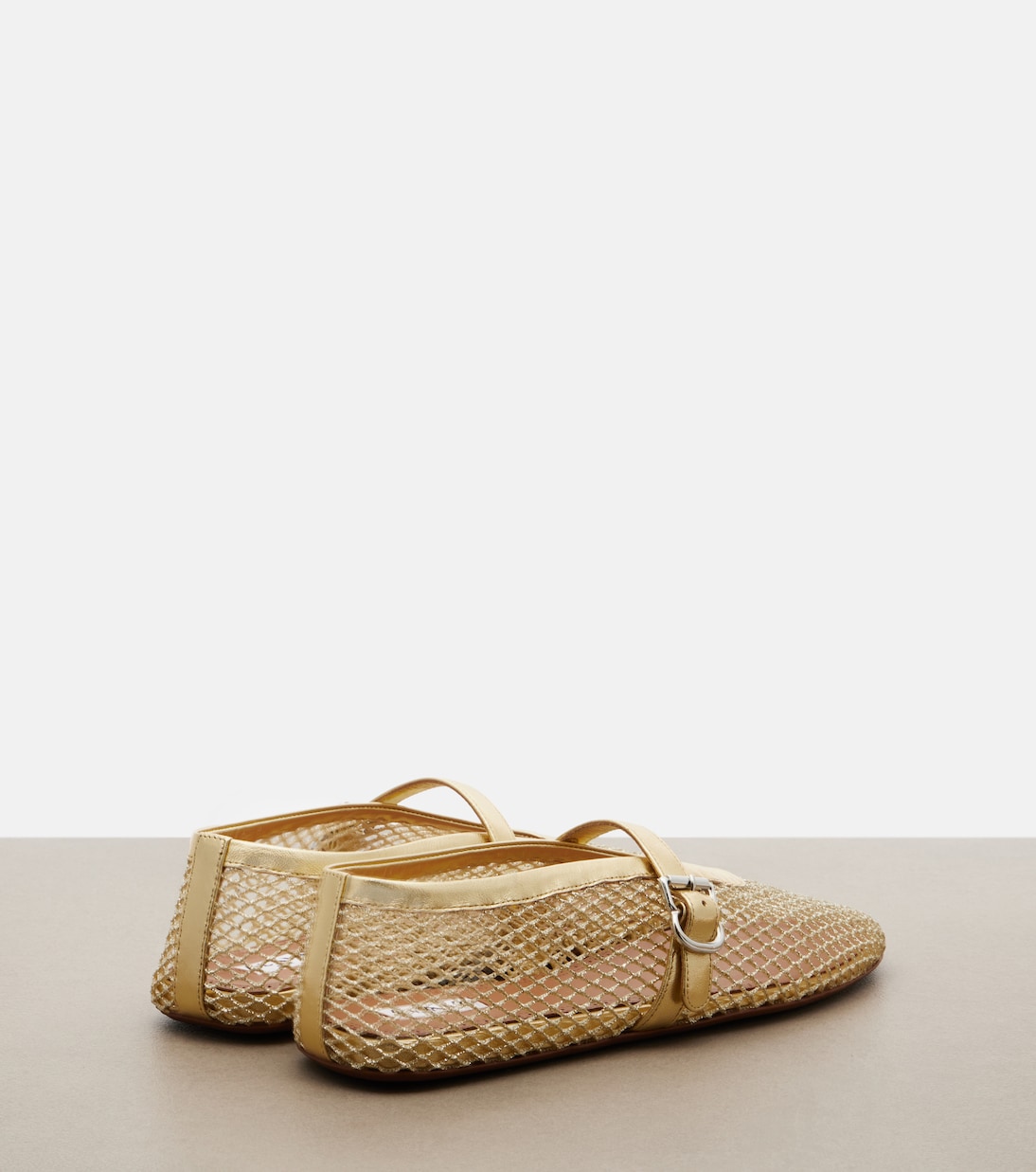 Leather-trimmed fishnet ballet flats | Alaïa