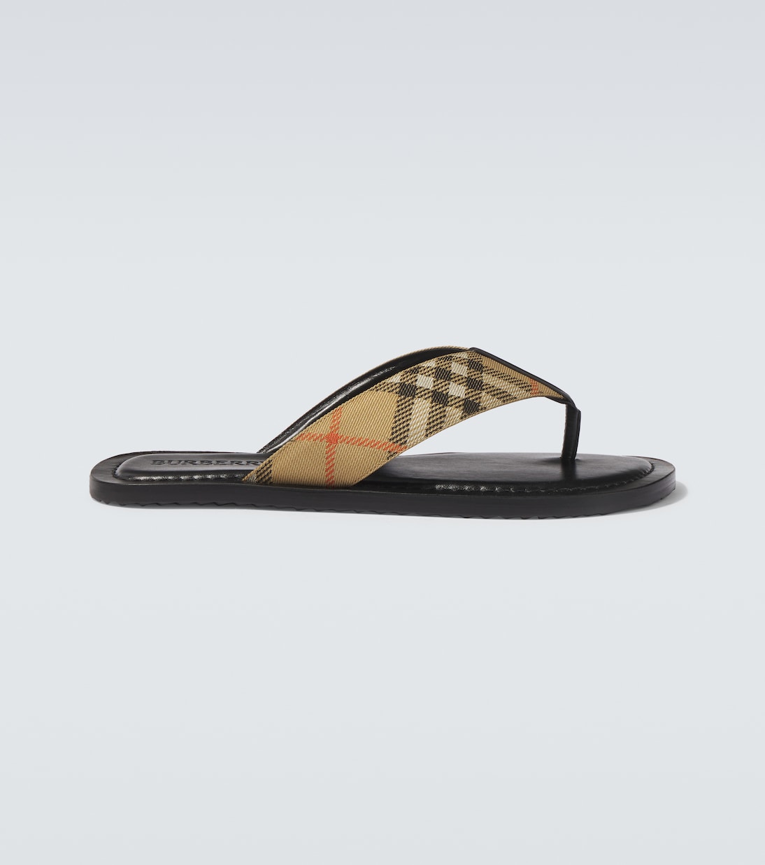 Burberry Check leather-trimmed thong sandals | Burberry