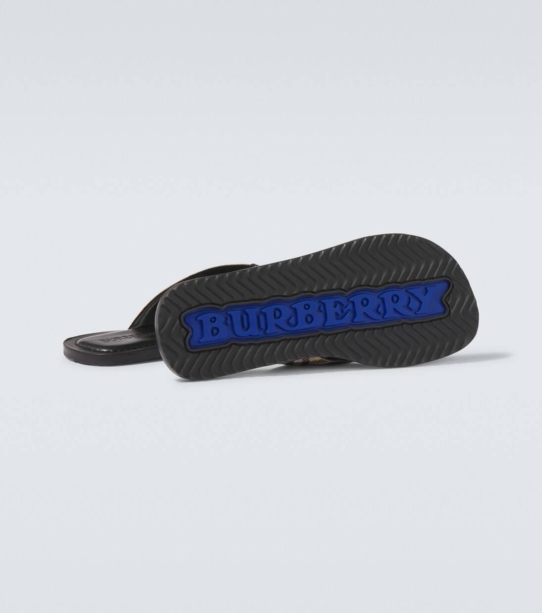 Burberry Check leather-trimmed thong sandals | Burberry