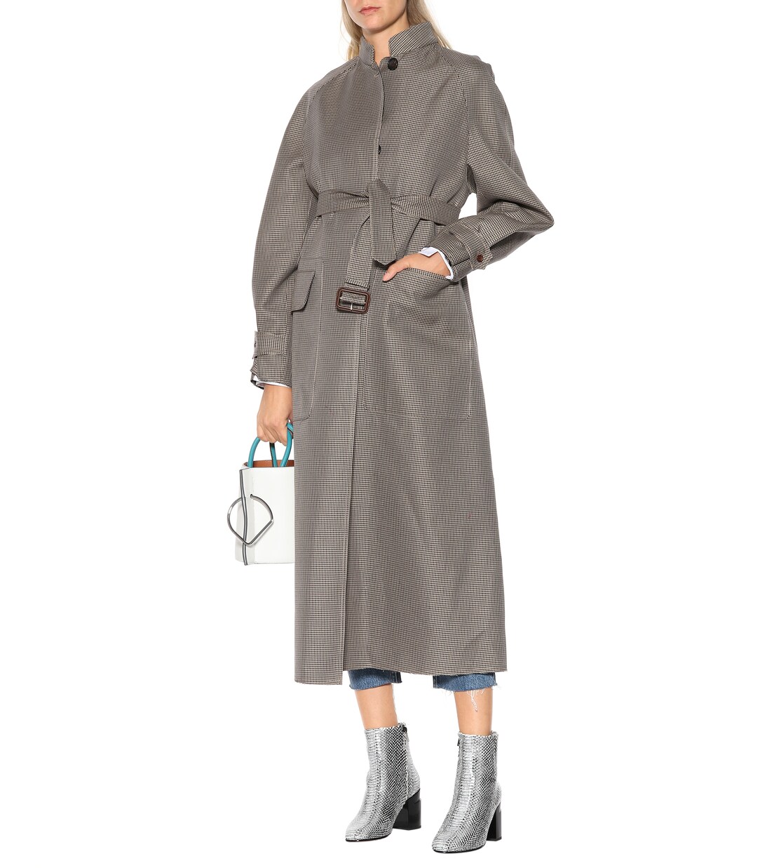 Belted houndstooth coat | Joseph