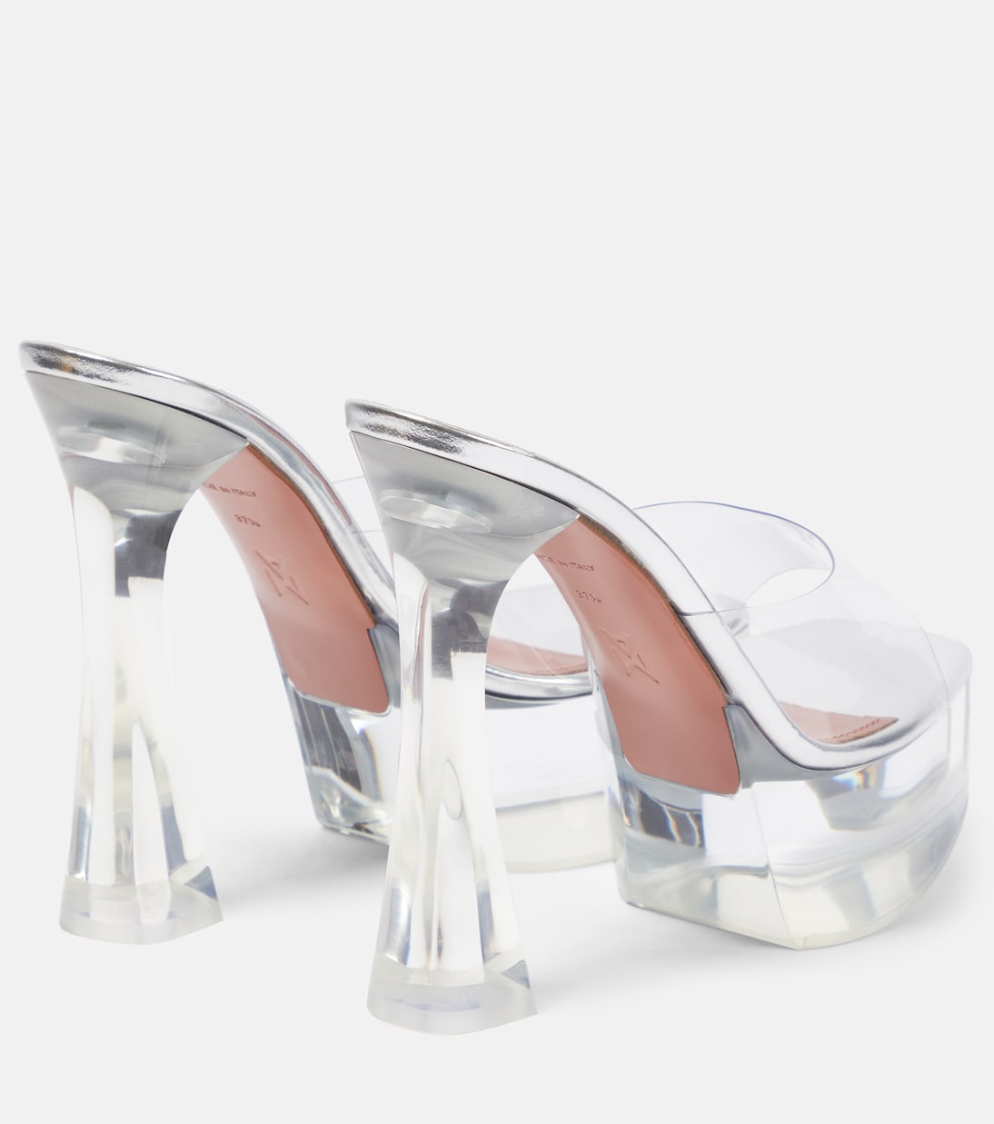 Dalida Glass PVC platform mules | Amina Muaddi