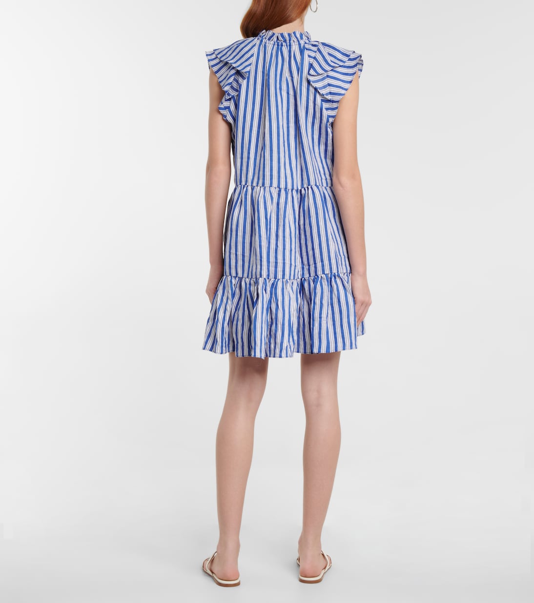 Robe rayée en lin mélangé | Veronica Beard