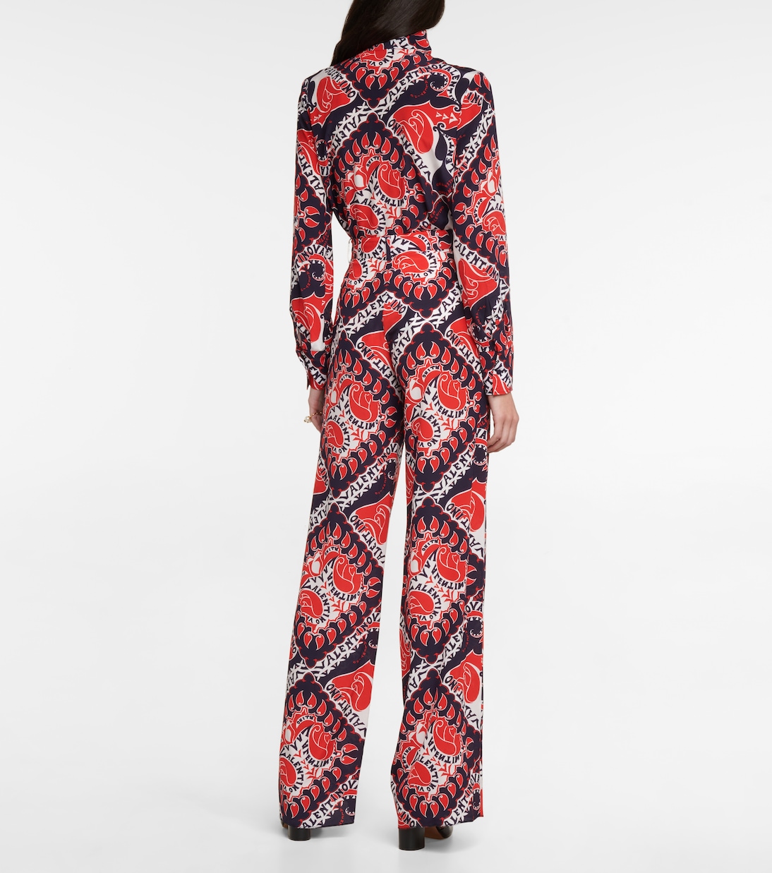 Pantaloni in seta crêpe de chine con stampa | Valentino