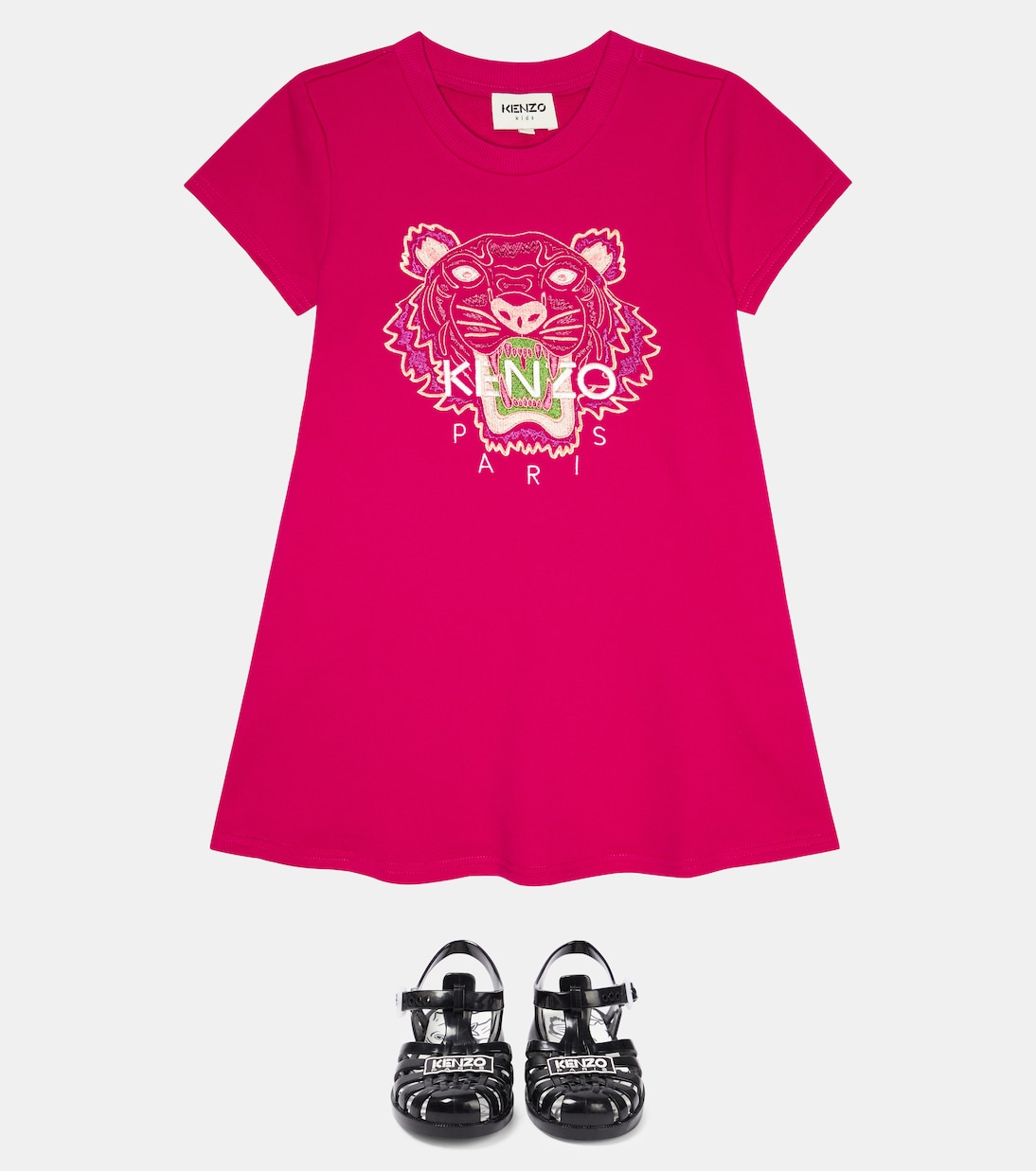 Logo-embroidered cotton dress | Kenzo Kids