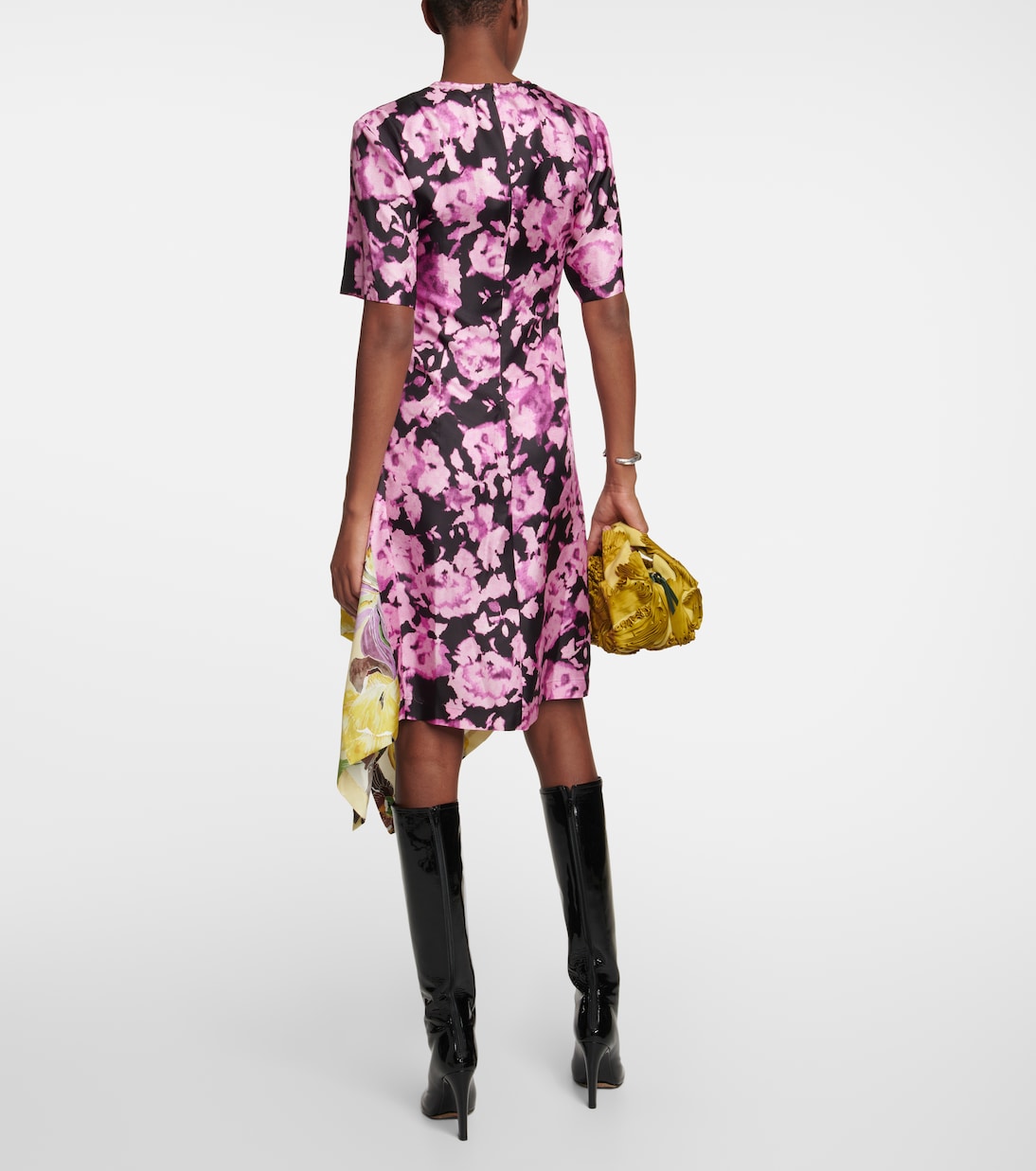 Asymmetric floral satin minidress | Dries Van Noten
