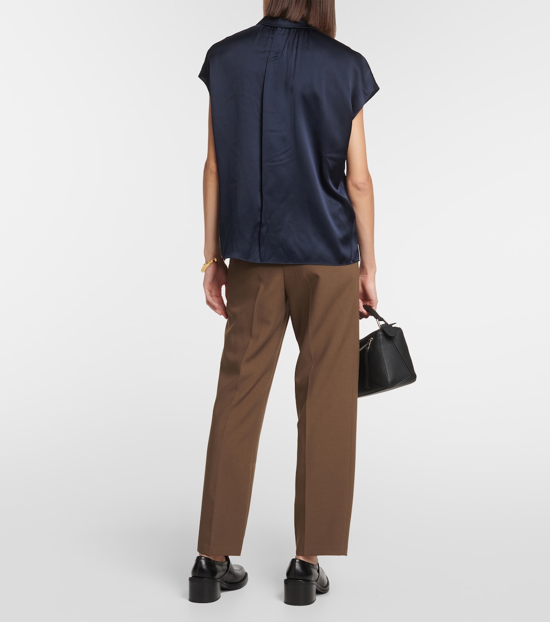 Ruched silk satin blouse | Vince