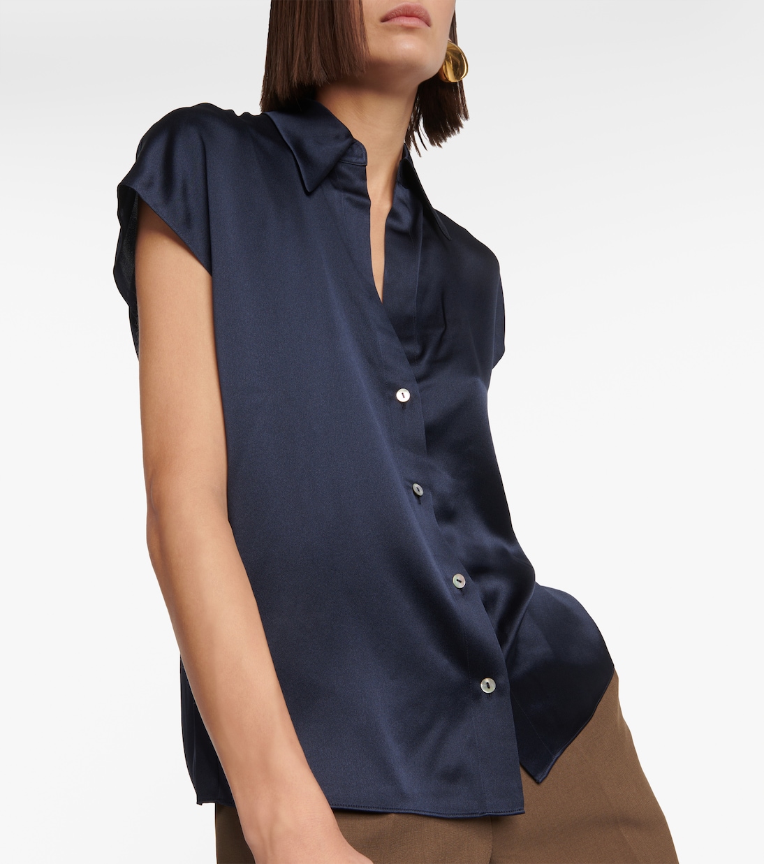 Ruched silk satin blouse | Vince