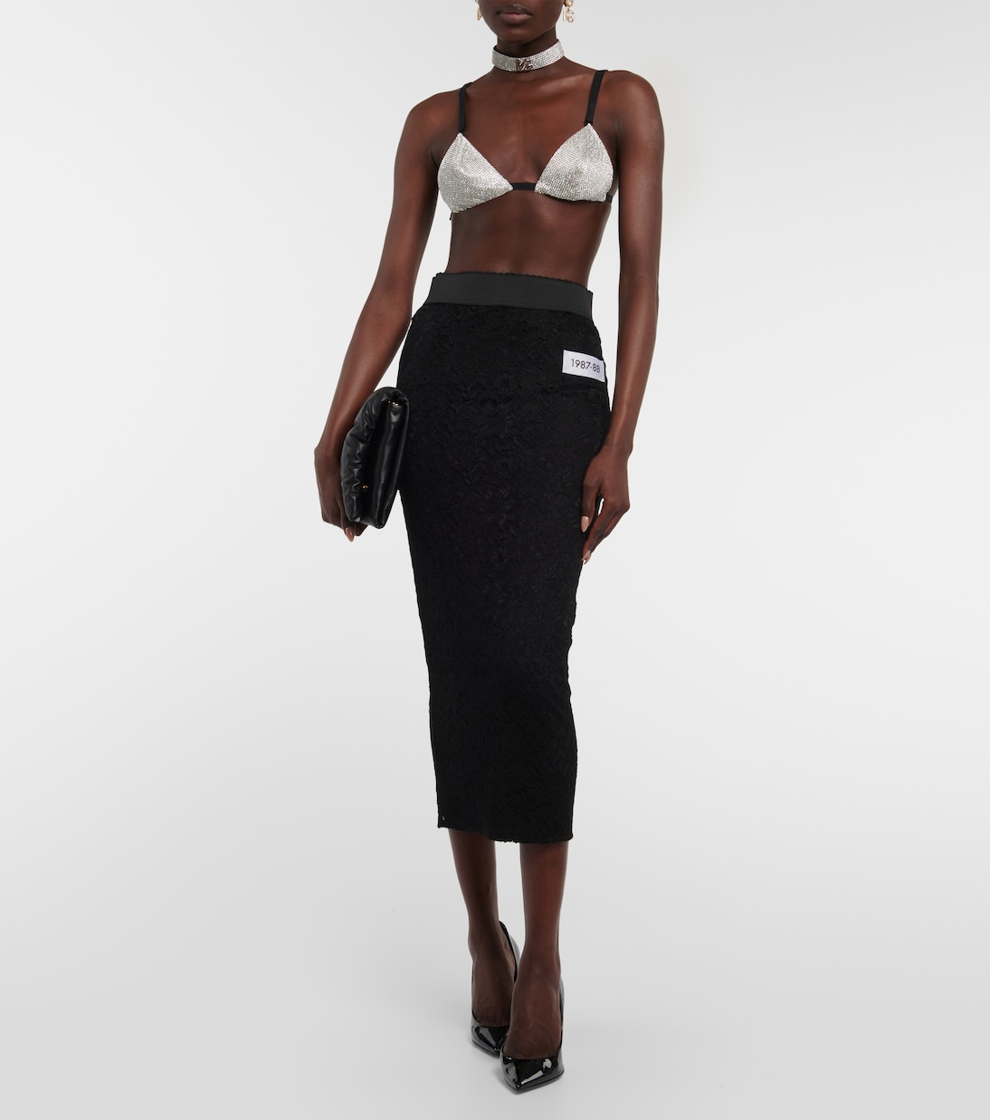 x Kim Kardashian lace high-rise midi skirt | Dolce&Gabbana