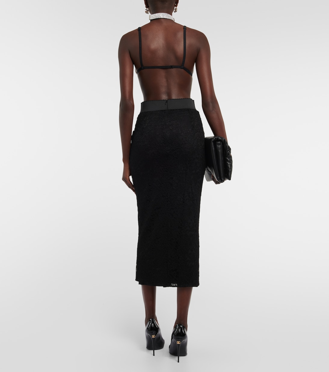 x Kim Kardashian lace high-rise midi skirt | Dolce&Gabbana