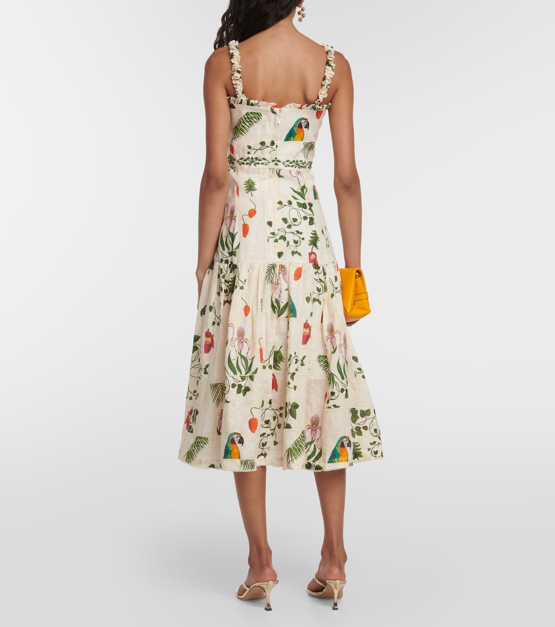 Níspero Boquet floral linen midi dress | Agua by Agua Bendita