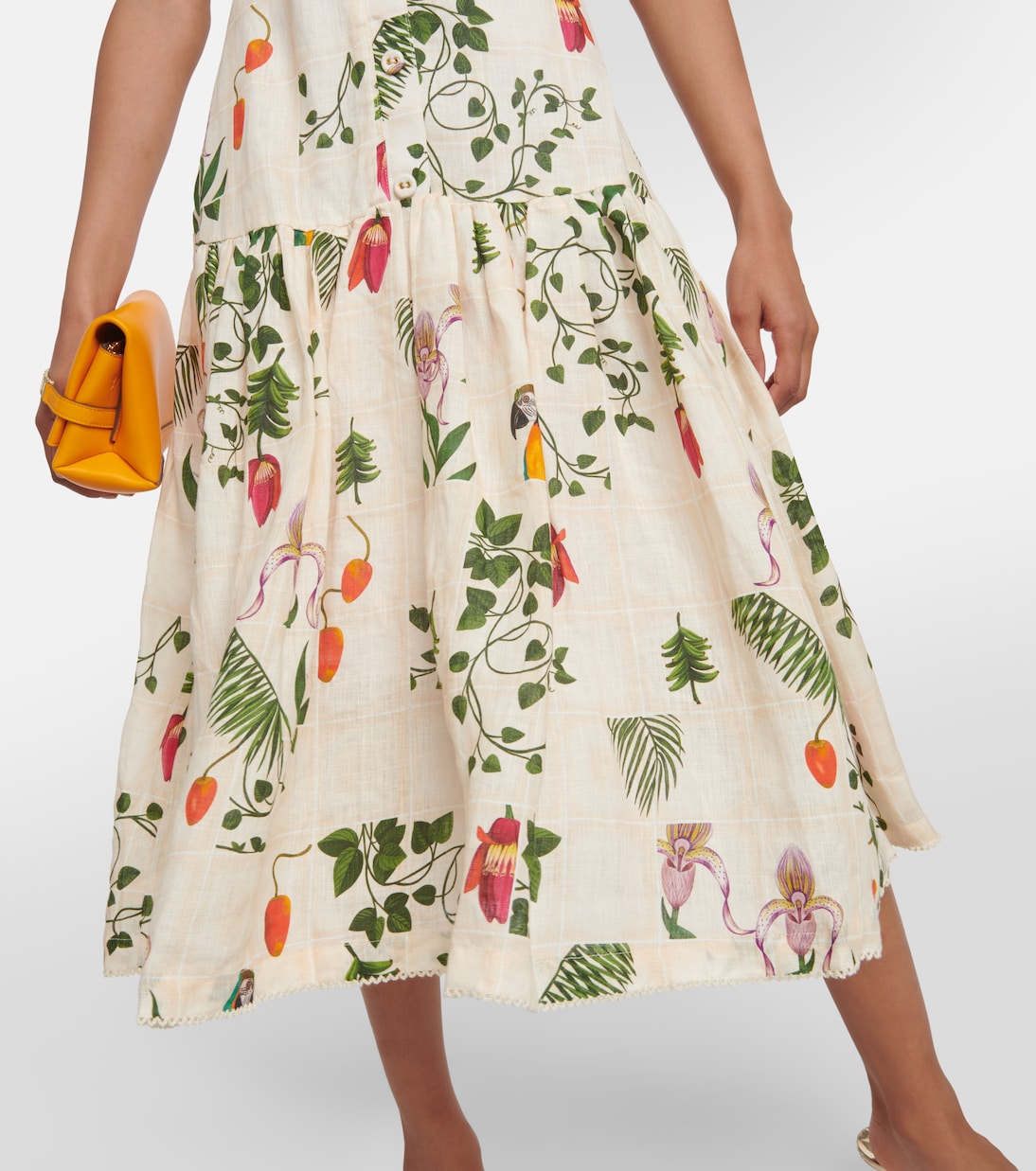 Níspero Boquet floral linen midi dress | Agua by Agua Bendita