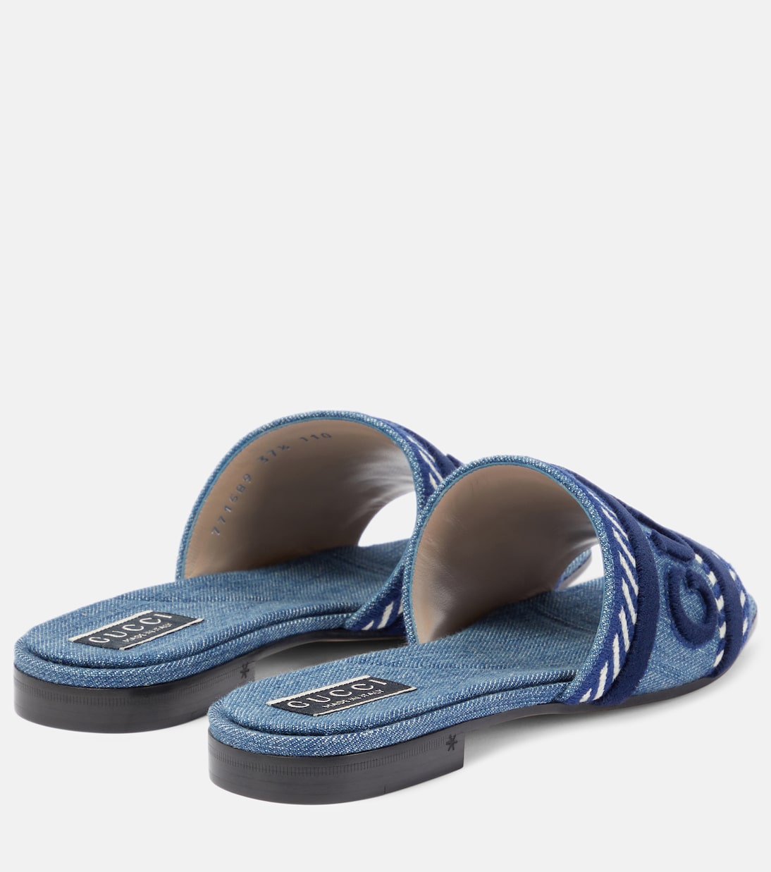 Pantoletten Gucci Script aus Denim | Gucci